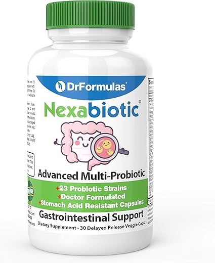 Nexabiotic 23 Multi Probiótico para Mulheres e Homens – Fórmula do Dr. com Lactobacillus Acidophilus, Bifidobacterium Infantis, Saccharomyces Boulardii, 17,25 Bilhões de UFCs - DrFormulas