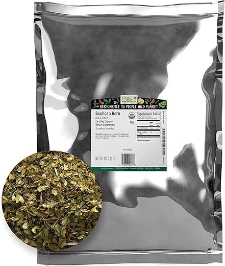 Erva de Scullcap Orgânica em Corte – 50g - Frontier Co-op