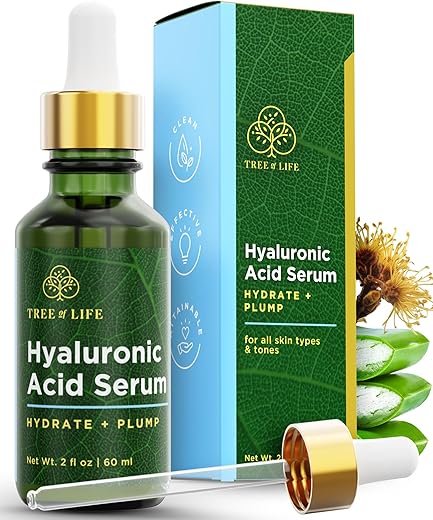 Tree of Life Beauty - Sérum Ácido Hialurônico Tree of Life para o Rosto – Com Vitamina E – Sérum Anti-Envelhecimento Hidratante para Pele Seca e Sensível – Suaviza e Preenche Rugas – 30ml