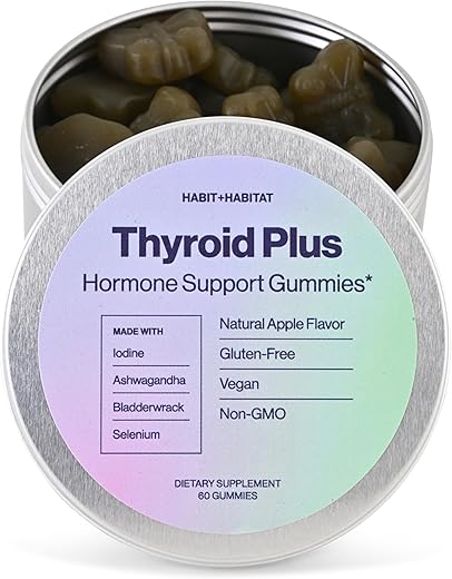 Habit + Habitat - Gomas Thyroid Plus – Ashwaganda, Iodo, Bladderwrack, Kelp e Schisandra | Suplemento para a Tireoide