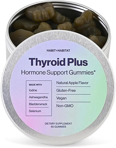 Habit + Habitat - Gomas Thyroid Plus – Ashwaganda, Iodo, Bladderwrack, Kelp e Schisandra | Suplemento para a Tireoide