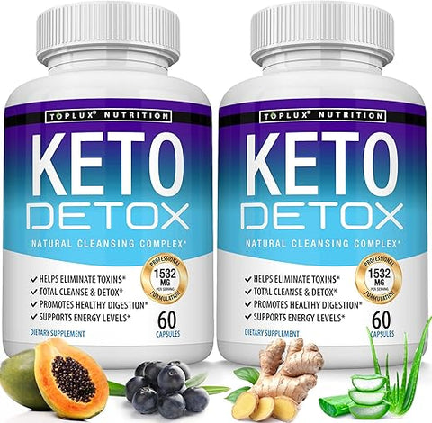 Keto Detox Pills – Fórmula Avançada de Limpeza com Extrato de Açaí Natural de 1532 Mg, Elimina Toxinas – Marca Toplux - Toplux