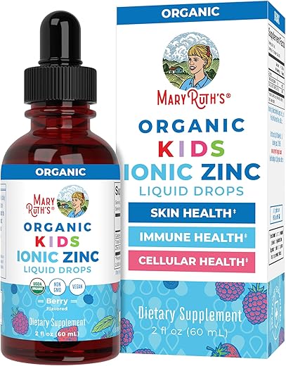 Suplemento de Zinco Líquido para Suporte Imunológico – Crianças 4-13 anos – Sulfato de Zinco – Vegano – Orgânico USDA – Baseado em Glicerina – 30ml - MaryRuth Organics