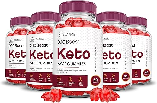 Justified Laboratories - (5 Pacotes) X10 Boost Keto ACV Gummies Fórmula Avançada 1000MG X 10 Boost Keto Gummies Vinagre de Maçã Boost Formulado com Pó de Romã e Beterraba B12 Vegano Não GMO 300g