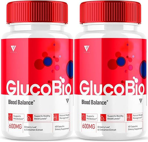 Fyvus - (2 Pacotes) Cápsulas de Suporte à Saúde e Bem-Estar GlucoBio, Pílulas Gluco Bio, Vitamina Natural Gluco Bio para Saúde Geral e Bem-Estar, Suplemento de Suporte ao Glicogênio, Cápsulas BioGluco (120…)