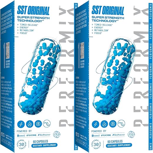 SST Original – Pré-Treino, 250 mg Cafeína, 120 Cápsulas – Suplementos Energéticos, Sem Queda, Metas de Fitness, Nootrópico – Liberação Controlada para Foco Durante Todo o Dia, Humor - PERFORMIX