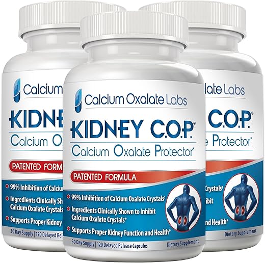 KIDNEY C.O.P. - Protetor Renal Kidney COP 120 Cápsulas, Suporte Patenteado para Cristais de Oxalato de Cálcio, Previne Recorrência de Pedras, Mais Eficaz que Chanca Piedra Stone