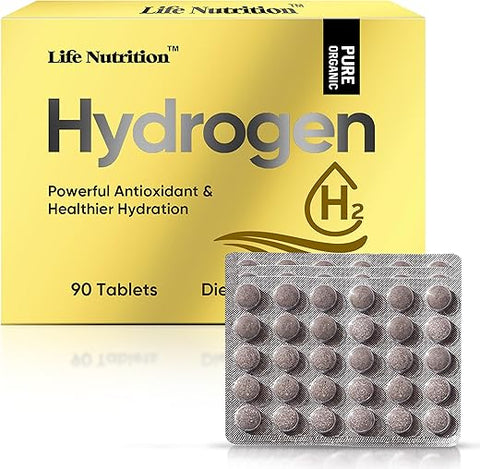 Life Nutrition - 90 Tabletes 12ppm, Tabletes de Água de Hidrogênio Molecular com Magnésio, Energia Extra, Sem Glúten, Bebida Antioxidante Keto, Ajuda a Combater a Inflamação