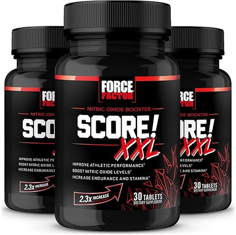 Force Factor - FORCE FACTOR Score! XXL – Booster de Óxido Nítrico para Homens com L-Citrulina e Maca Negra – 3-Pack – 180 cápsulas – Aumente seu Desempenho Masculino!