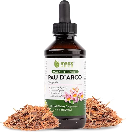 Tintura de PAU D’Arco – Extrato de PAU D’Arco de Máxima Potência para Suporte Imunológico, Chá de Taheebo da Casca Interna Absorve Melhor do que Cápsulas de PAU Darco – Frasco de 4 Oz (60 Porções) - Maxx Herb