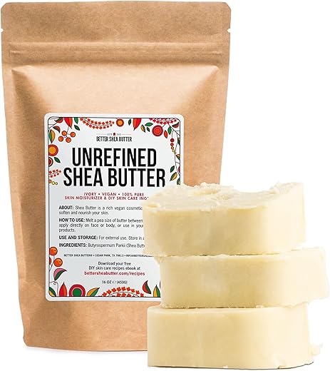 Better Shea Butter - Manteiga de Karité Africana Pura 100%%, 16 oz – Para Hidratar Pele Seca, Manteigas Corporais DIY