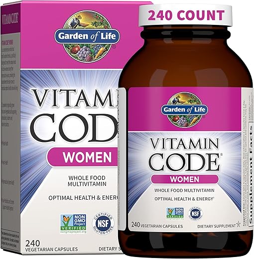 Multivitamínico para Mulheres, Vitamin Code Mulheres Multi, Alimentos Integrais, Vitaminas, Ferro, Folato não Ácido Fólico, Probióticos, Suplementos Vegetarianos para Energia Feminina, 240 g - Garden of Life