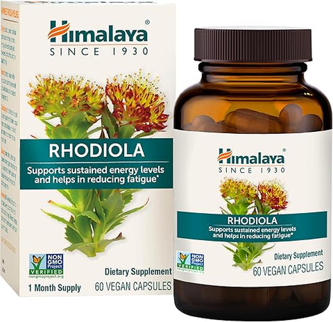 Rhodiola: Energia, Redução do Estresse e Resistência ao Exercício – 250 mg, 60 Cápsulas Veganas, 1 Mês de Suprimento - Himalaya