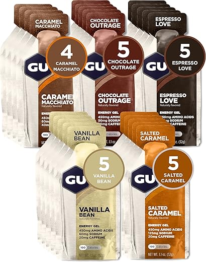 Energy Original Gel Energético Esportivo Vegano, Sem Glúten, Kosher e Sem Laticínios para Energia Durante os Treinos, 24 Unidades, Sabores Indulgentes Variados - GU