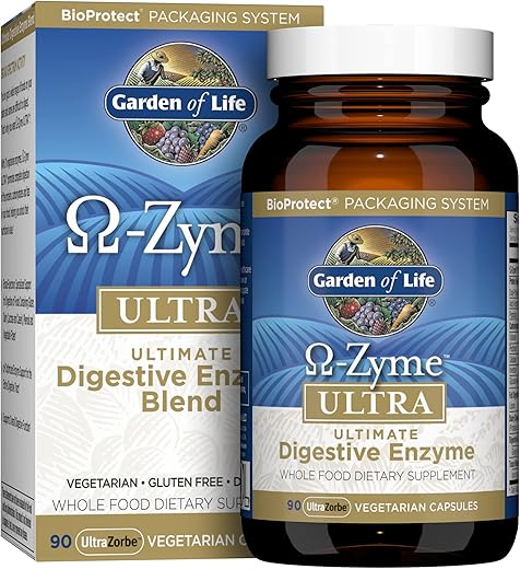 21 Poderosas Enzimas Digestivas com Papaína, Bromelina, Lipase, Gengibre, Cúrcuma para Digestão Completa de Proteínas e Carboidratos – 100% Eficiente - Garden of Life