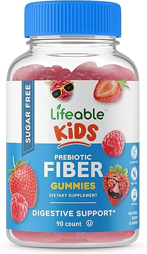 Goma de Fibra Prebiótica sem Açúcar para Crianças – 4g – Sabor Natural Delicioso – Amigo da Dieta Keto – Livre de Glúten, Vegetariano, Livre de GMO – para o Intestino e Digestão - Lifeable
