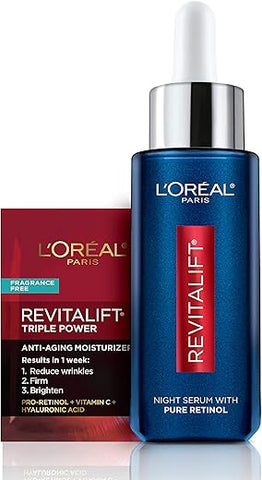 L'Oreal Paris - L’Oreal Paris Revitalift Serum Noturno 0.3%% de Retinol Puro, Reduz Rugas Profundas, Sem Fragrância 30ml Amostra Hidratante