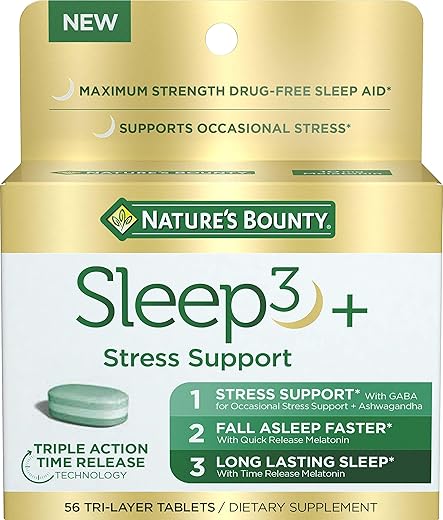 Nature's Bounty - Nature’s Bounty Melatonina Suporte ao Estresse Sleep3, 10mg, Comprimidos Tri-Camada, 56 Unidades