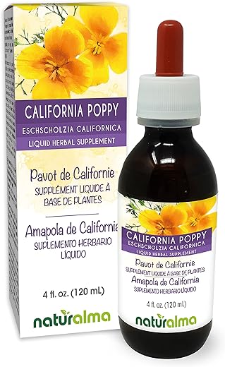 Eschscholzia (Eschscholzia californica) – Tintura sem álcool de 118 ml – Extrato líquido em gotas – Herbal Vegano - Naturalma
