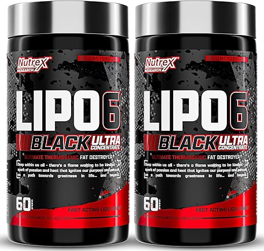 Lipo-6 Black Ultra Concentrate – Queimador de Gordura Termogênico, Aumenta a Perda de Peso e Energia – 60 cápsulas - Nutrex Research