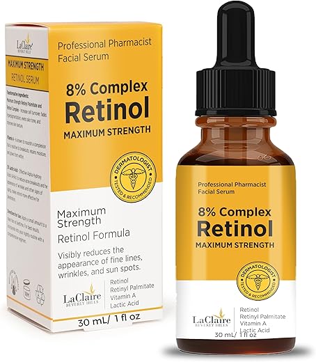 LaClaire - Sérum Facial Complexo Retinol, Anti-idade, Iluminador, Firmador, Suavizante, 30 ml
