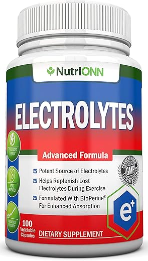 NutriONN - Electrólitos – Cápsulas de Reposição de Eletrólitos 100% Naturais – Pílulas Premium Amigáveis ao Keto – Sem Açúcar – Ótimo para Hidratação e Renovação