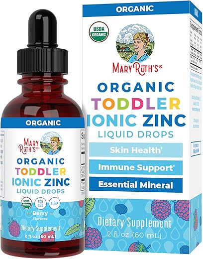 MaryRuth Organics - Gotas de Zinco Líquido Orgânico USDA para Crianças da MaryRuth’s | Sulfato de Zinco | Suporte Imunológico | Saúde da Pele | Vegano | Formulado para Idades de 1 a 3 | Sabor Delicioso de Frutas Vermelhas | 1 Mês