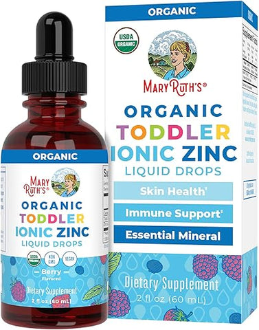 MaryRuth Organics - Gotas de Zinco Líquido Orgânico USDA para Crianças da MaryRuth’s | Sulfato de Zinco | Suporte Imunológico | Saúde da Pele | Vegano | Formulado para Idades de 1 a 3 | Sabor Delicioso de Frutas Vermelhas | 1 Mês