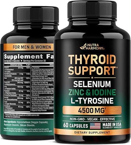 NUTRAHARMONY - Suporte para Tireoide para Mulheres – Selênio 200 mcg | Zinco – Marca em Destaque