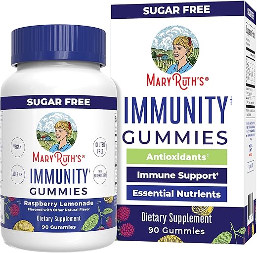 Gomas Imunidade Sem Açúcar, Poderosa Mistura, Vitamina C de Sabugueiro - MaryRuth Organics