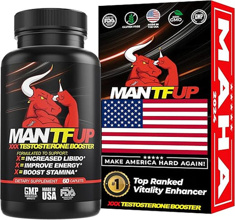 MANTFUP - Estimulante Vitalidade para Homens | Impulsionador de Testosterona  | 100% Natural | Aumento de Energia e Desempenho | 60 Cápsulas