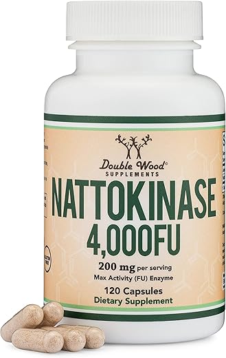 Double Wood Supplements - Nattokinase 4,000 FU – 120 Cápsulas (Derivado de Natto Japonês) Enzimas Sistêmicas para Suporte Cardiovascular e Circulatório – Double Wood