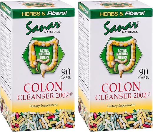 Colon Cleanser – 90 Cápsulas (2 Pacotes) – Fibra Alimentar, Ervas e Probióticos – Suporte Digestivo, Limpeza do Cólon para Mulheres - Sanar Naturals