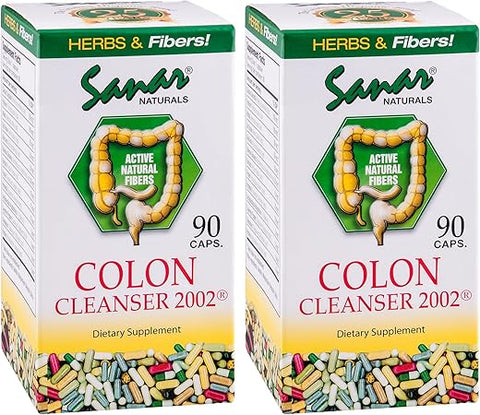 Colon Cleanser – 90 Cápsulas (2 Pacotes) – Fibra Alimentar, Ervas e Probióticos – Suporte Digestivo, Limpeza do Cólon para Mulheres - Sanar Naturals