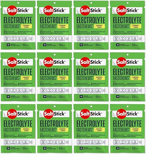 FastChews Limão Limão, 120 comprimidos mastigáveis, 12 pacotes de 10 comprimidos cada – Marca SaltStick - SaltStick