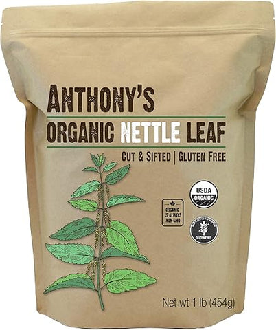 Anthony's - Nettle Leaf Orgânico Anthony, 454g, Sem Glúten, Não Transgênico, Cortado