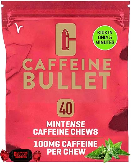40 Mint Gomas de Cafeína para Adultos = 4000mg de Energia, Mais Rápido que os géis de corrida - Caffeine Bullet
