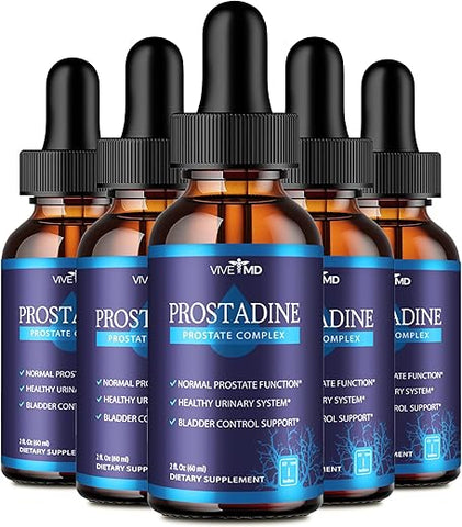 VIVE MD - Prostadine Drops – Fórmula Oficial Prostadine para Saúde da Próstata e Problemas de Micção – Extra Forte com Romã – Avaliações Prostadine (Pacote com 5)