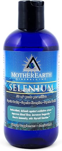 Selênio – Estimula o Crescimento Corporal Normal, Apoia a Fertilidade, Promove Elasticidade dos Tecidos, Poderoso Antioxidante – 240 ml 96 Porções - Mother Earth Minerals
