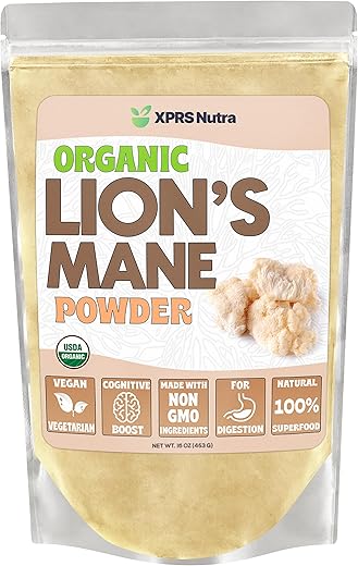 Pó de Cogumelo do Leão Orgânico – Premium para Clareza Mental, Cognição e Imunidade – Vegano (454g) - XPRS Nutra