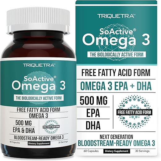 Triquetra Health - SoActive® Ômega 3 EPA – Óleo de Peixe Concentrado em Cápsulas – 1000mg – 60 Cápsulas