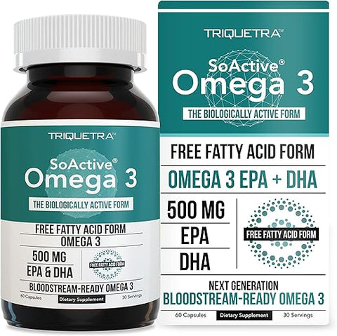 Triquetra Health - SoActive® Ômega 3 EPA – Óleo de Peixe Concentrado em Cápsulas – 1000mg – 60 Cápsulas