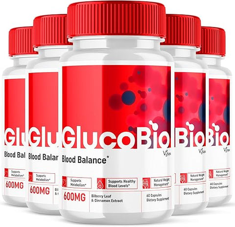 Vytax - (5 Pacotes) Glucobio Suplemento de Suporte Sanguíneo Cápsulas Balance, Gluco Bio Glucobion 4 Fórmula Oficial Ingredientes Naturais Máximo de Glucose-Bio