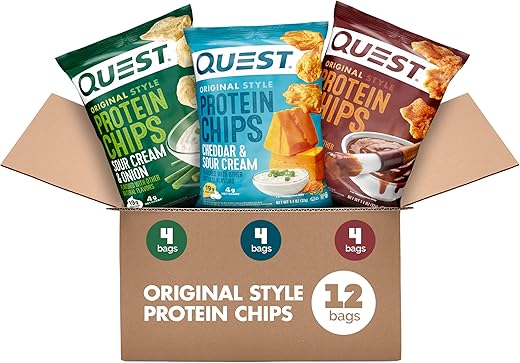 Pacote Variado de Chips de Proteína Quest Nutrition, Sabor Churrasco e Cheddar – Embalagem com Diversas Opções