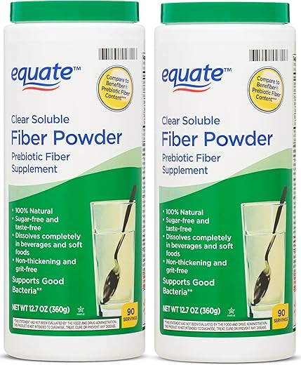 Generic - Equate – Pó de Fibra Solúvel Prebiótica Transparente, 360g (Pacote com 2) – Suplemento de Fibra Solúvel 100% Natural, Sem Glúten, Sem Açúcar – Saúde Digestiva