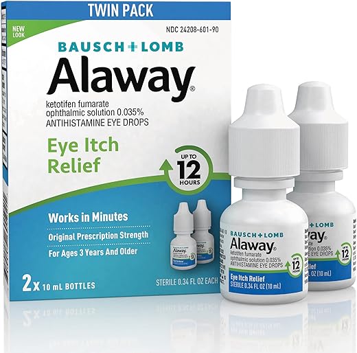 Colírio Antialérgico, Alívio de Coceira nos Olhos, Ação Rápida, Alívio por até 12 Horas, Fórmula de Força Prescrita Clinicamente Testada, 10 ml - Alaway