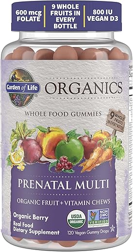 Organics Gomas Pré-Natais Multivitamínicas com Vitamina D3, B6, B12, C - Garden of Life