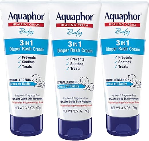 Pomada para Assaduras de Bebê, Alívio 3 em 1 para Assaduras, Tubo de 100g - Aquaphor