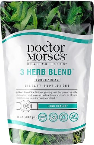 Doctor Morse's - Chá de Folha de Verbascum do Doutor Morse – Mistura de 3 Ervas – 86 Porções, 200g – Sem Cafeína – Completo para os Pulmões