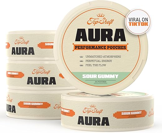 Join Top Shelf Grind - Aura Caffeine Pouches | Energia Nootrópica, Suplemento Cerebral Alpha Performance com Cognizin Citicolina | 10g